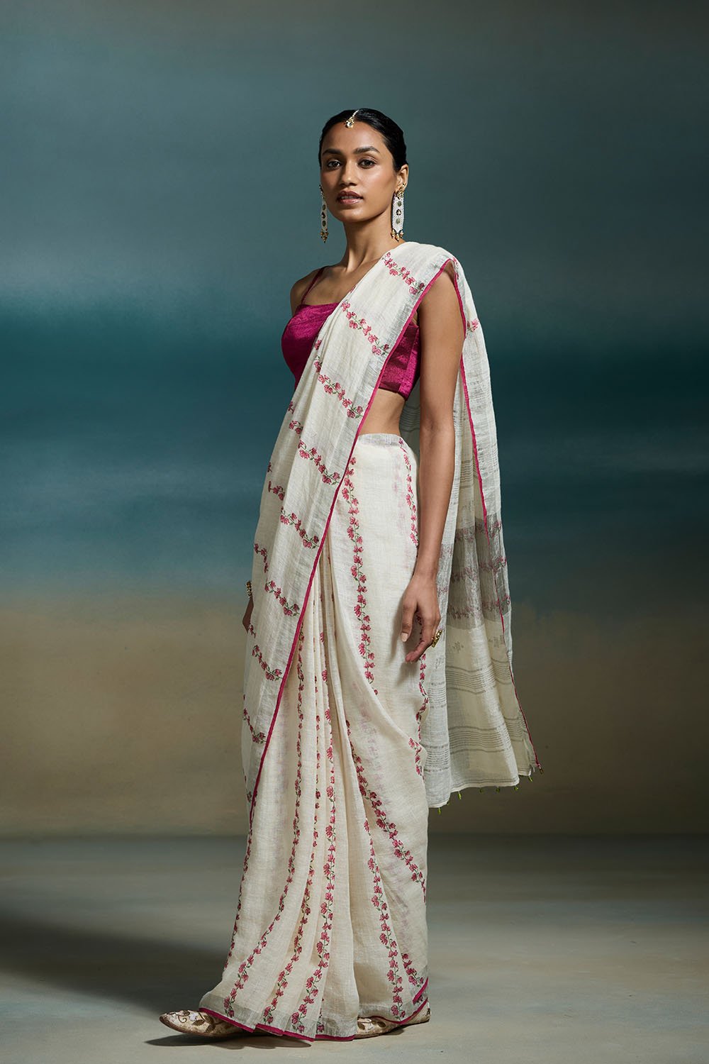 Lumiere Handloom Linen White Sarees