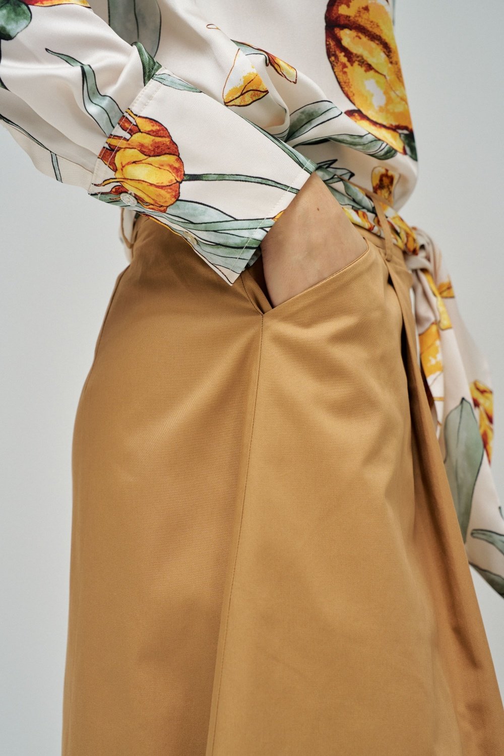 A-Line Solid Skirt with Belt