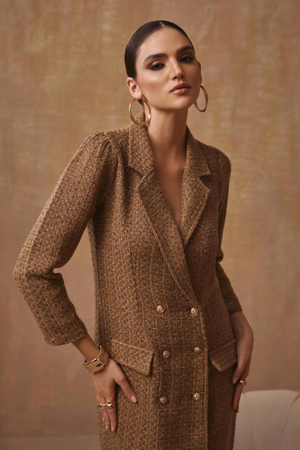 Metallic Tweed Blazer Dress