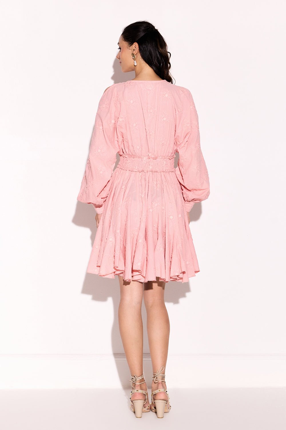 Cold Shoulder Dainty Applique Flower Dress