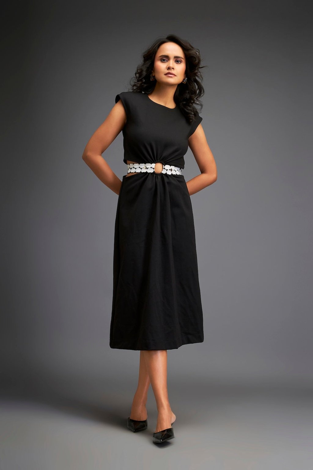 Waist Cut Out Dress Comes with Belt