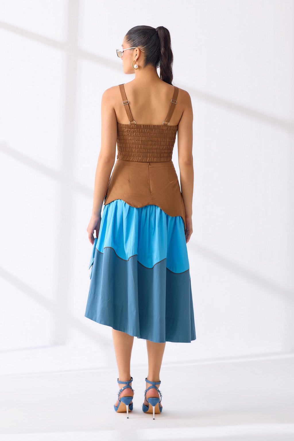 Oasis Corset & Skirt Tan/Sky Blue/Petrol