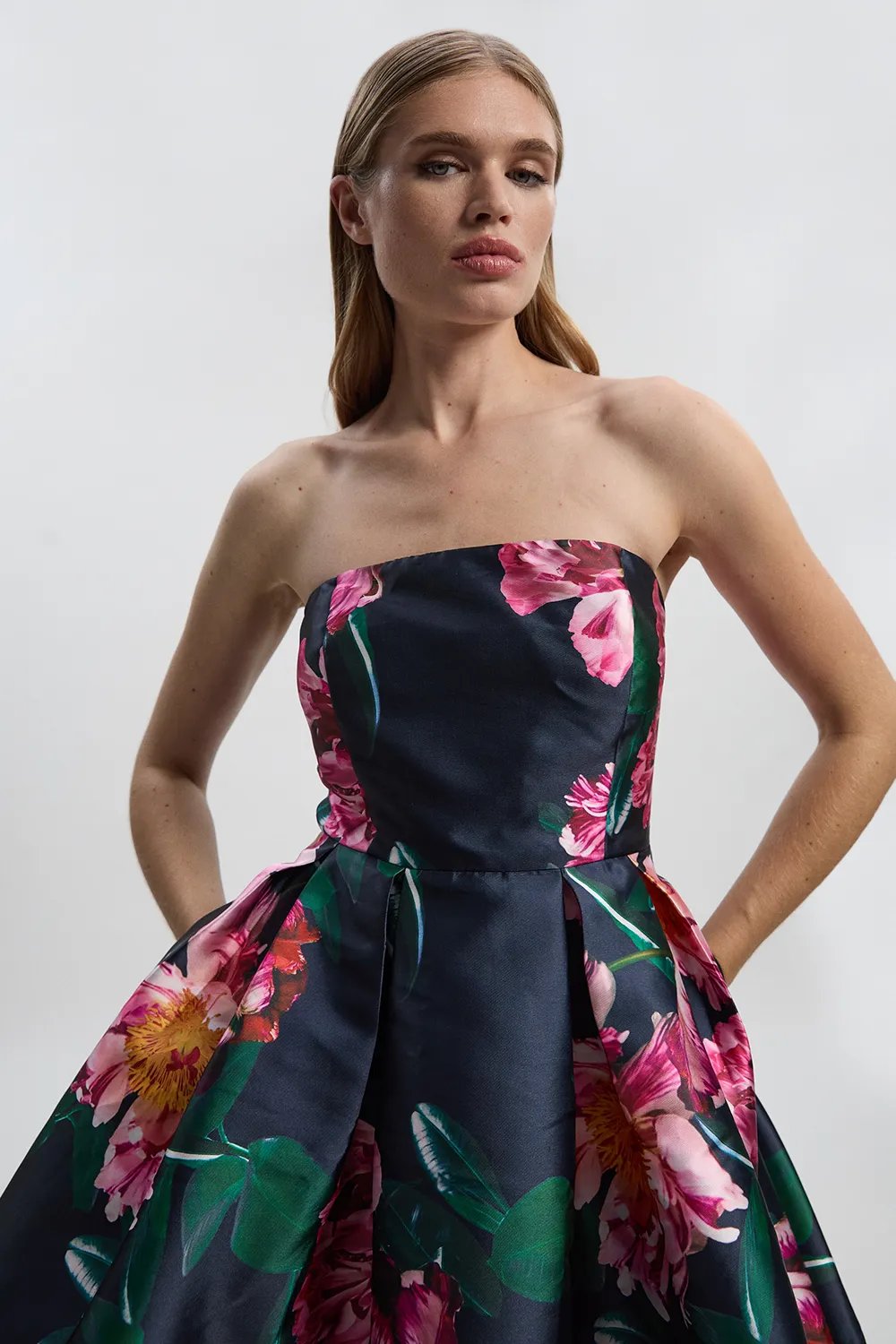 Romantic Floral Print Prom Woven Mini Dress