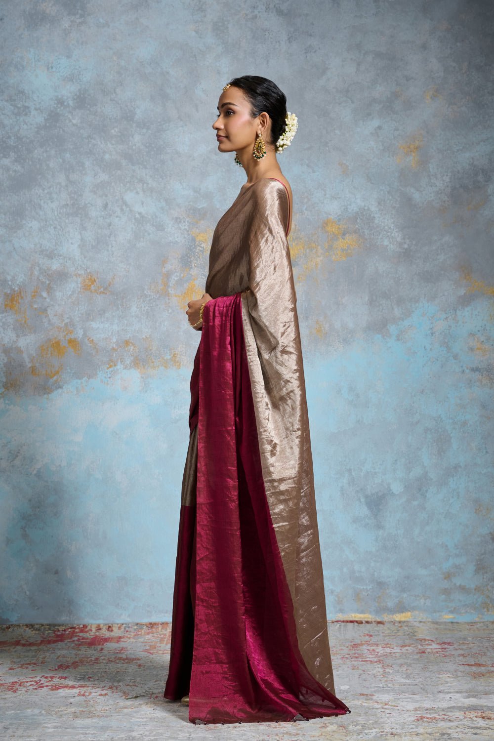 Ritiqa Tissue Silver & Pink Sarees