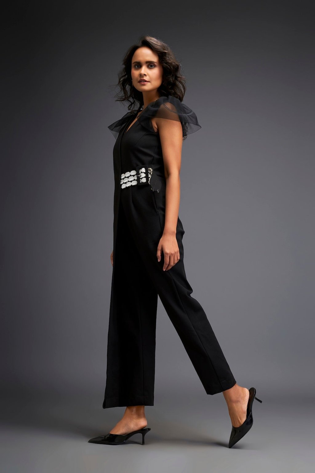 Overlap Jumpsuit with Statement Belt