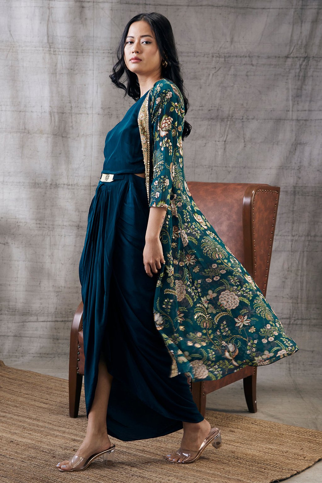 Mehr Drape Dress with Printed Jacket