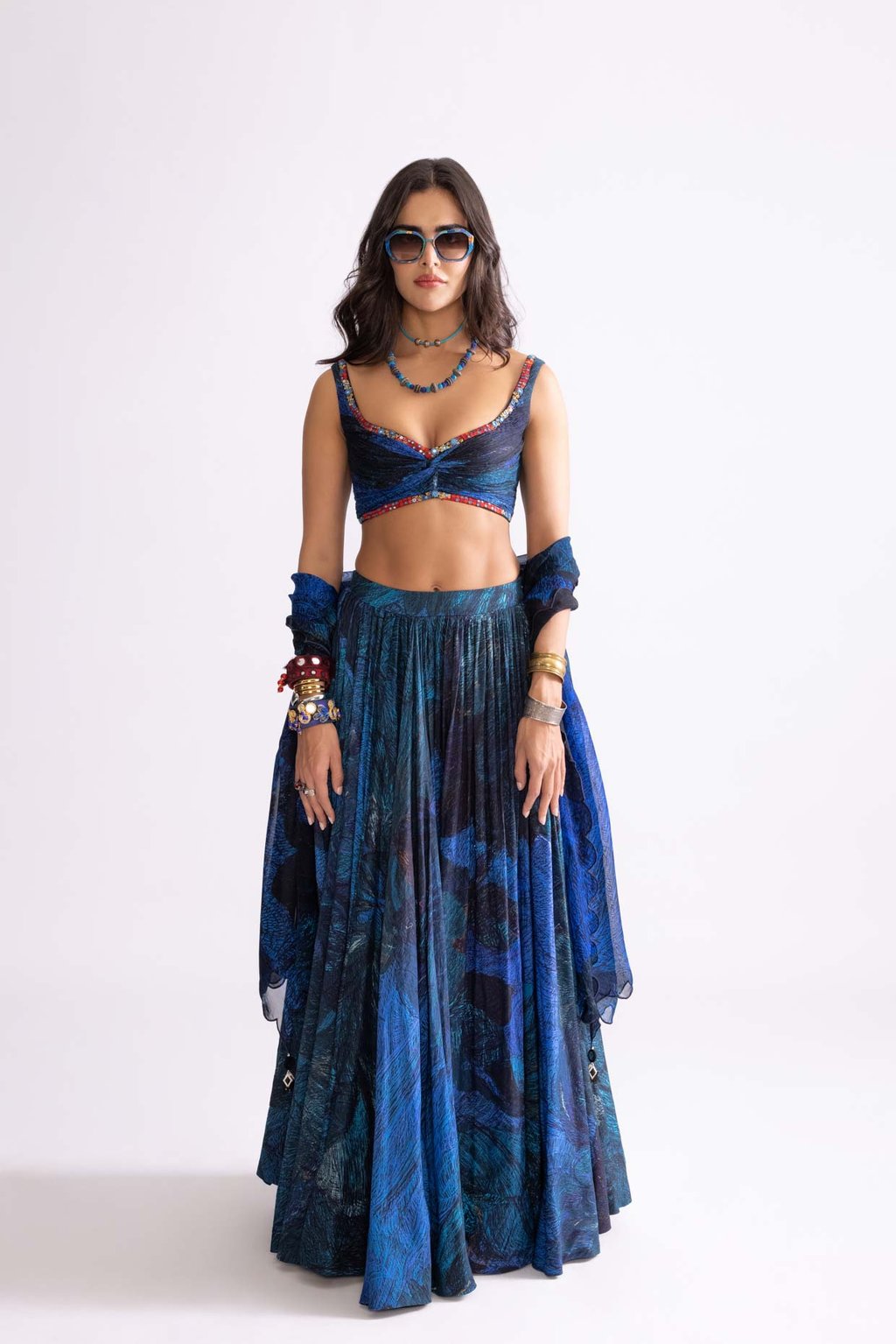 Scallop Dupatta Blue