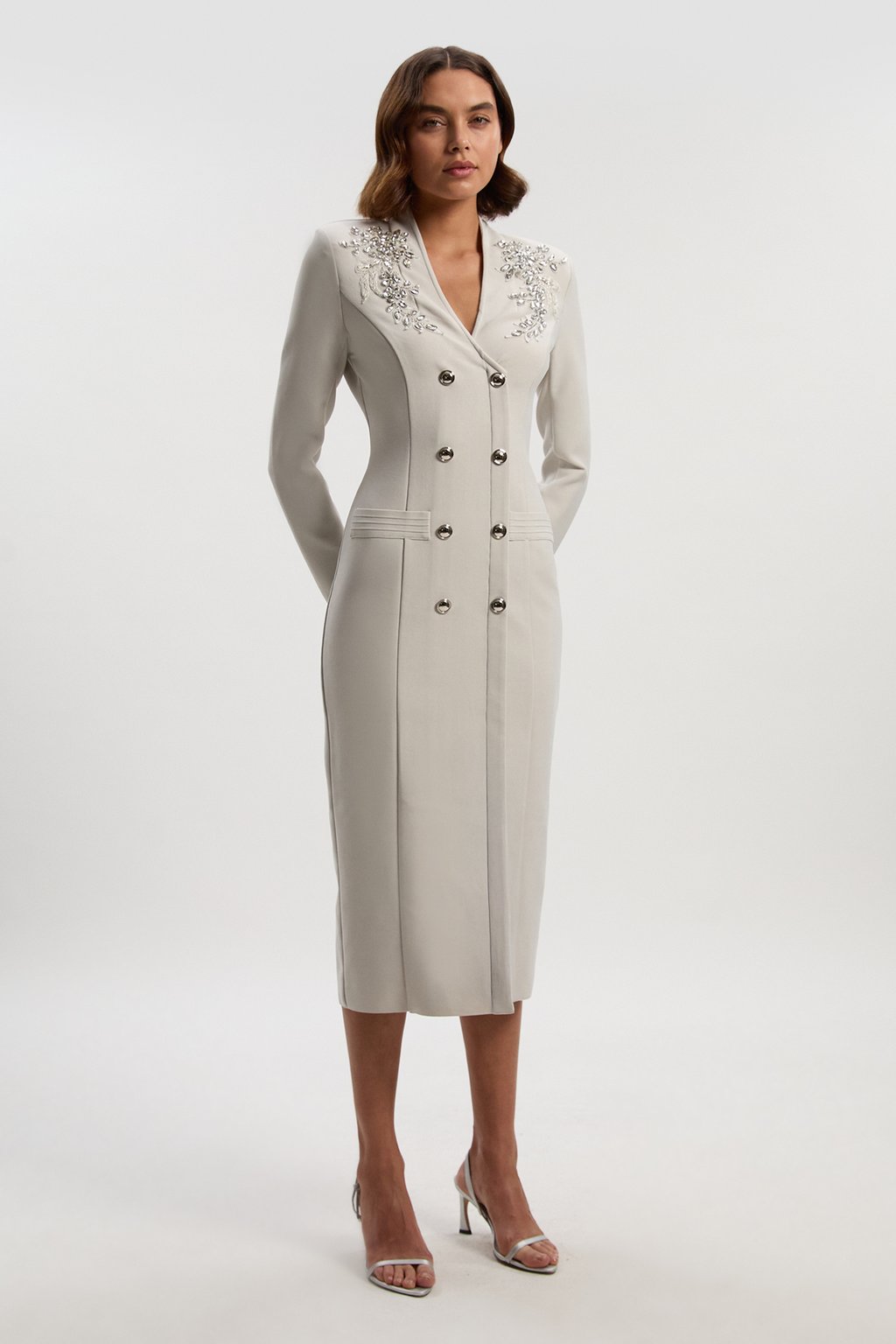 Bandage Form Fitting Embellished Maxi Dress