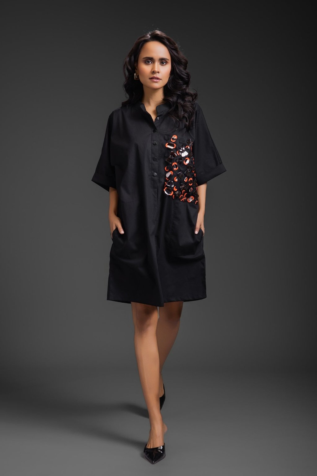 Relaxed Straight Fit Dress with Pocket