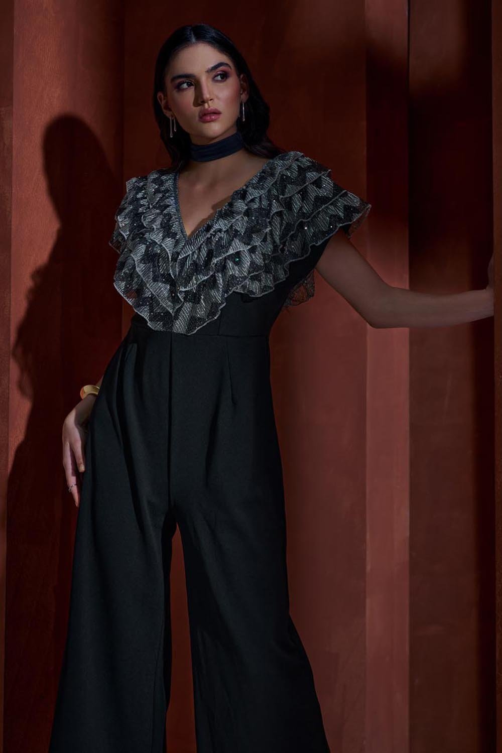 Mettalic Ruffled Jumpsuit