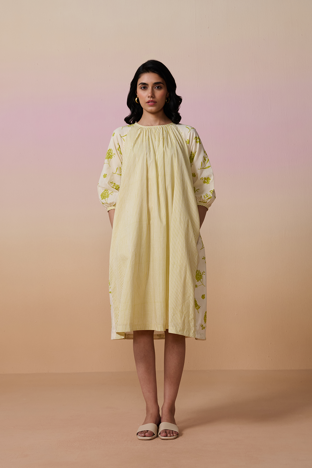 Ivory Cotton Hand Block Dress