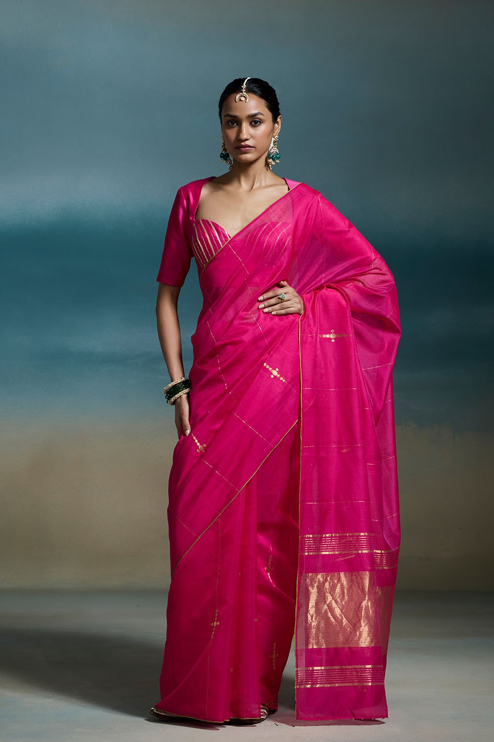 Nayika Handloom Chanderi Pink Sarees