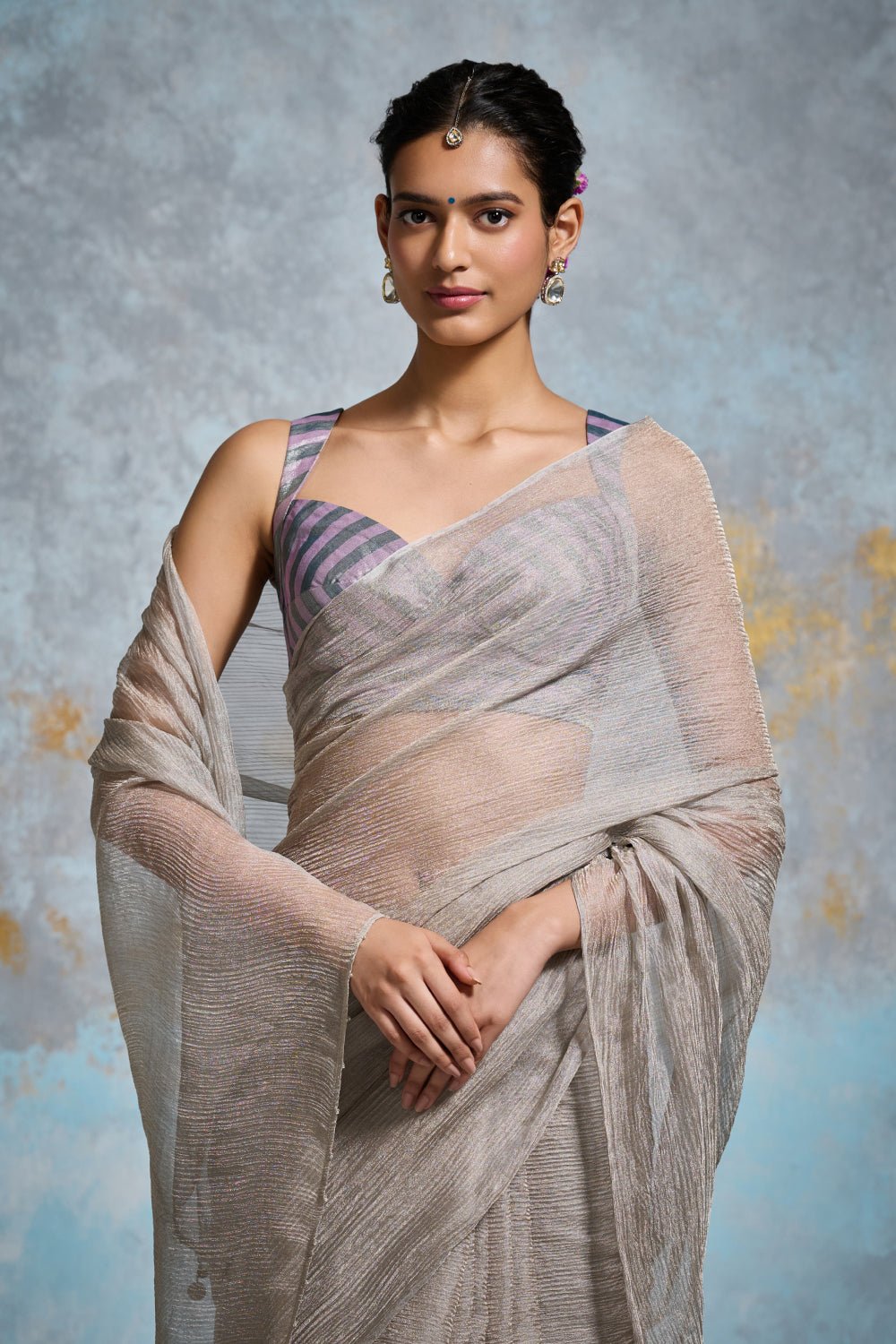 Sanjana Tissue Silver Grey Sarees