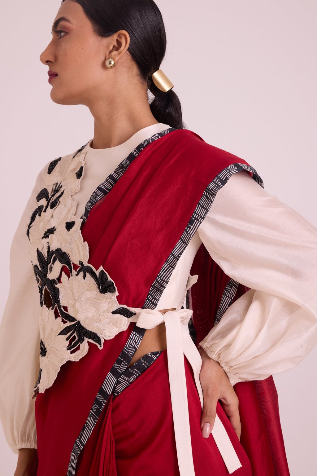 Manali - Bishop Blouse + Pre-Draped Saree + Bib