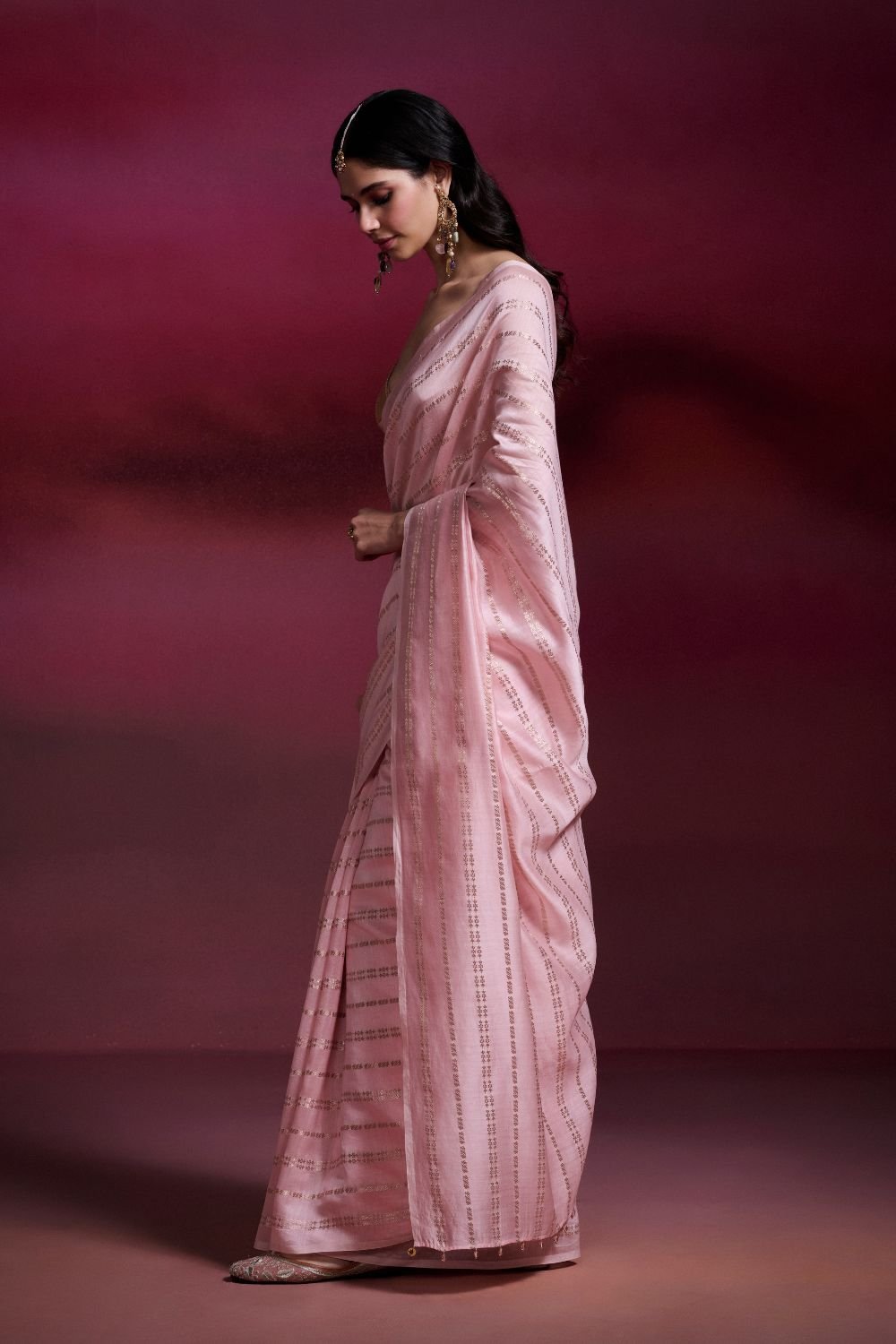 Baby Pink Banarasi Silk Cotton Brocade Saree