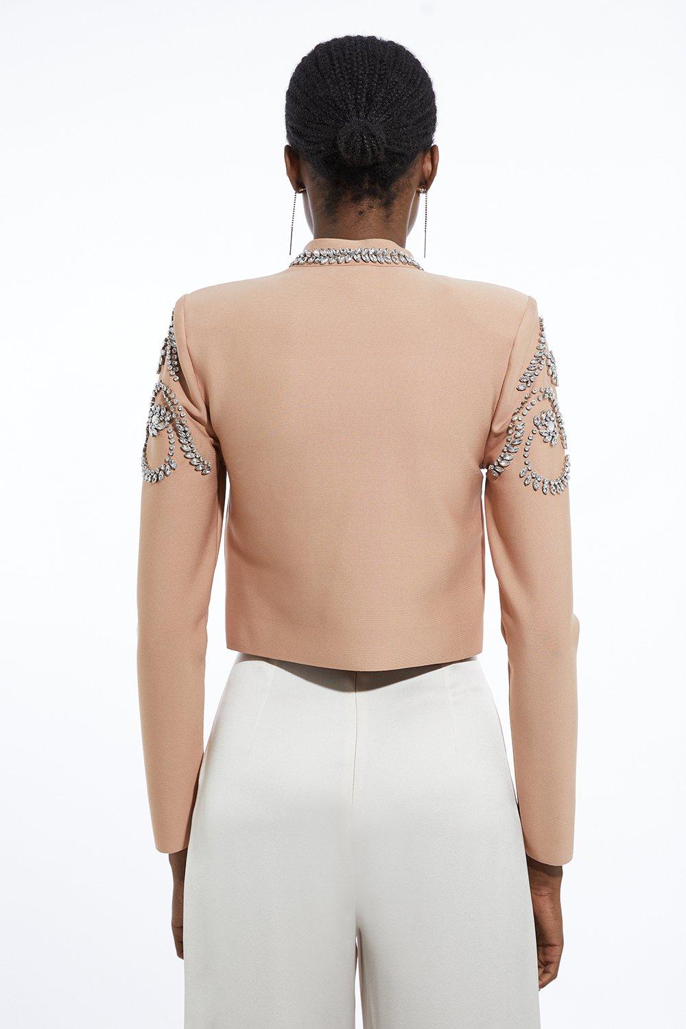 Figure Form Bandage Embellished Knit Jacket