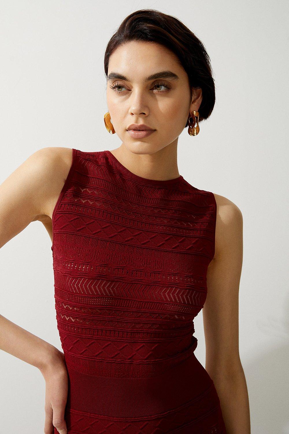 Pointelle Knit Racer Midi Dress