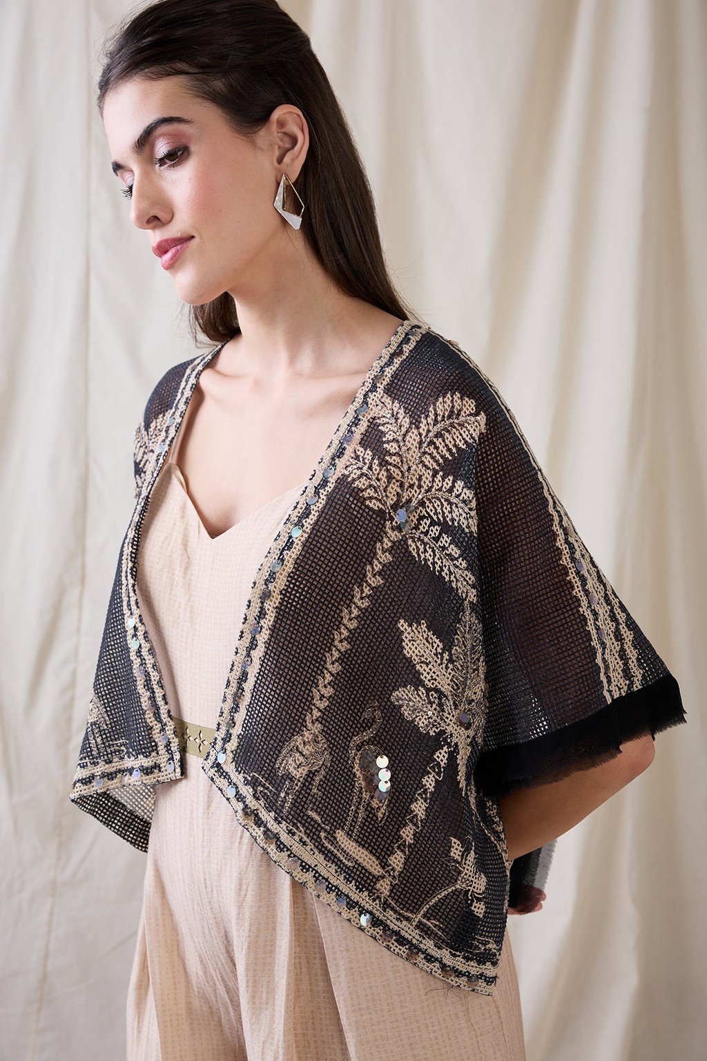 Noorani Printed Jumpsuit with Embroidered Jacket