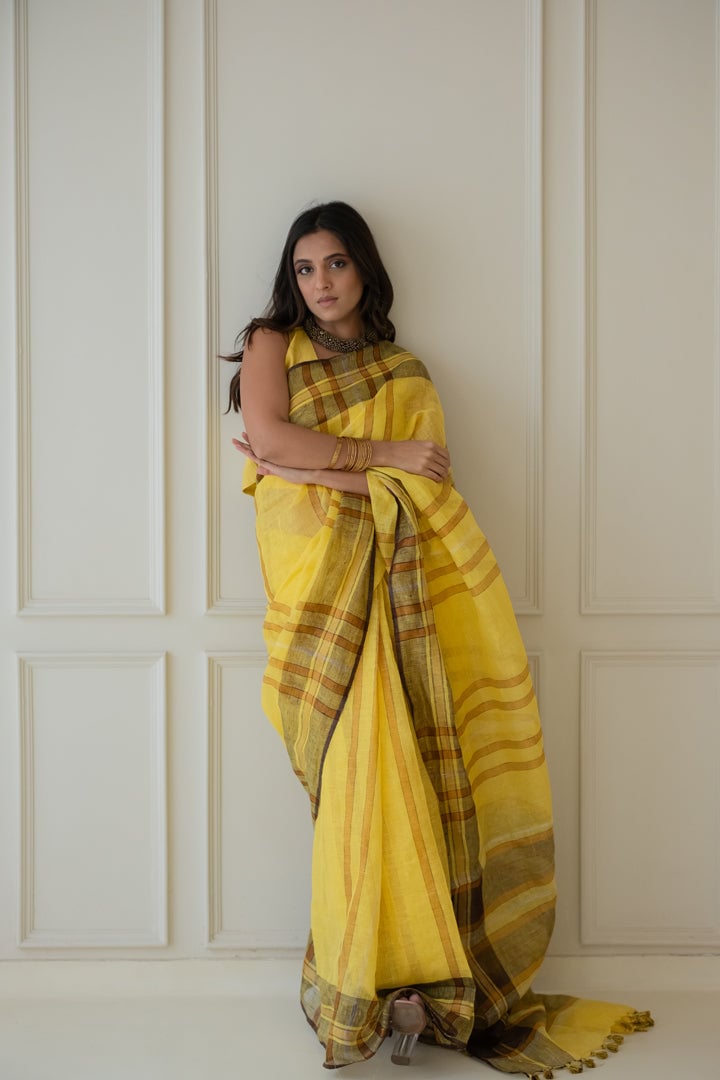 Marigold Linen Saree