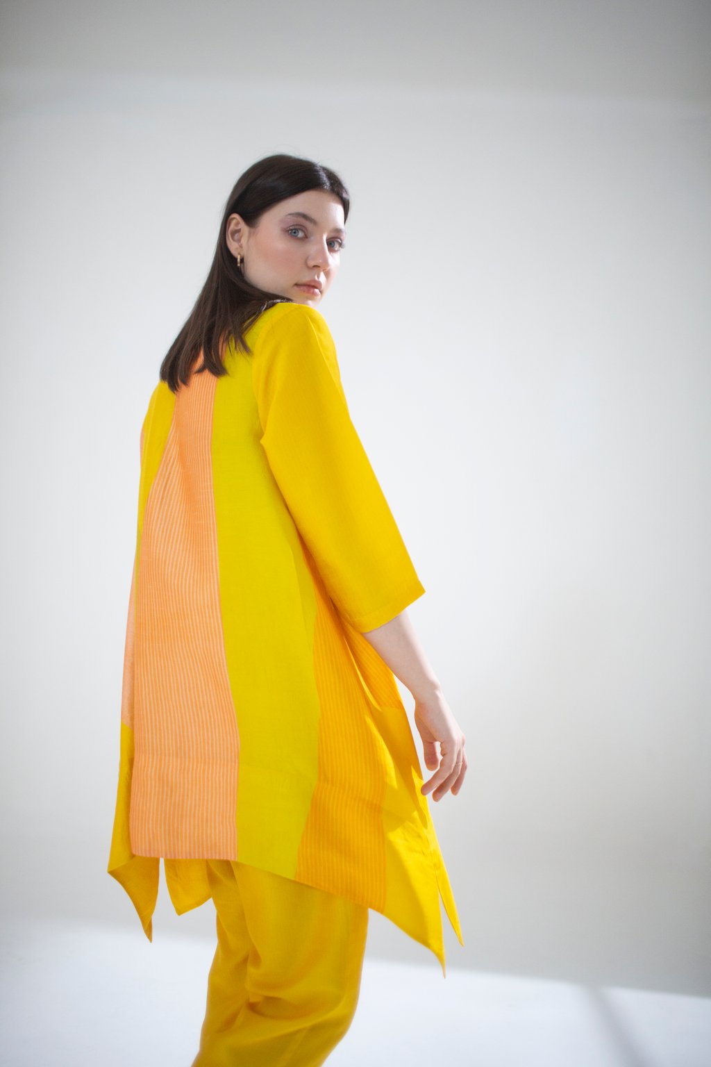 Yellow Short Kaftan Tail Set