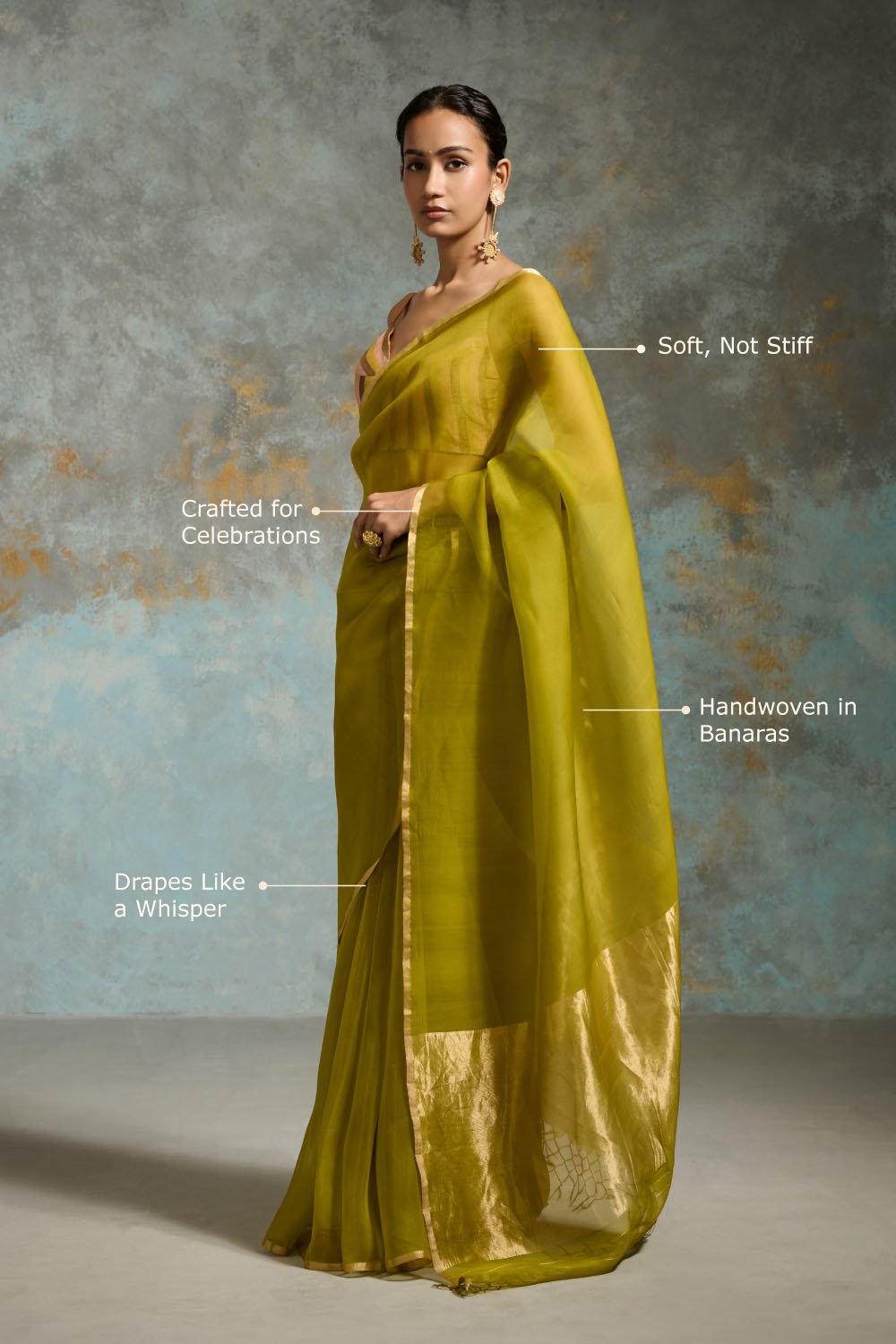 Ujjwala Organza Lime Green Sarees