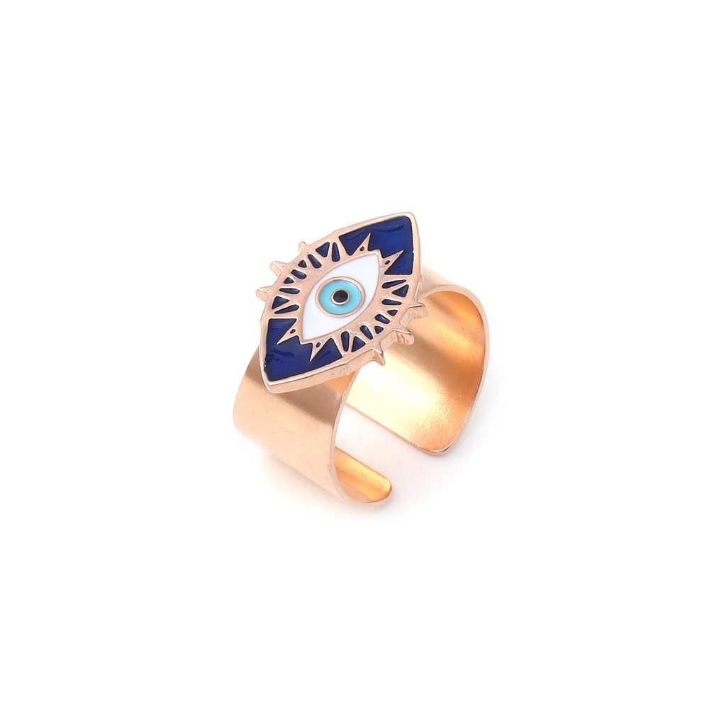 Evil Eye Adjustable Ring-Rose Gold