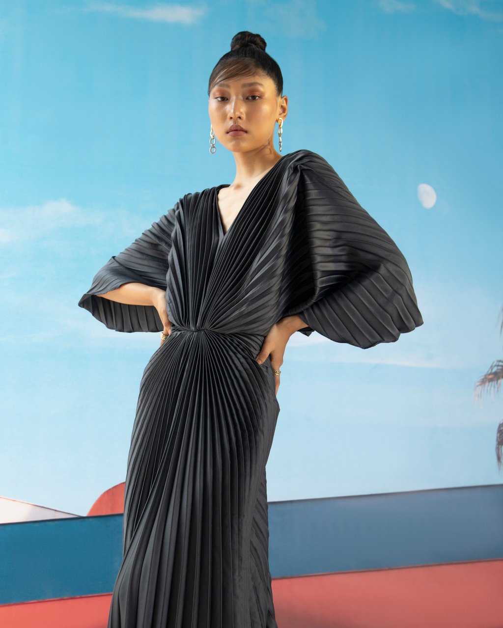 Pleated Winged Gown