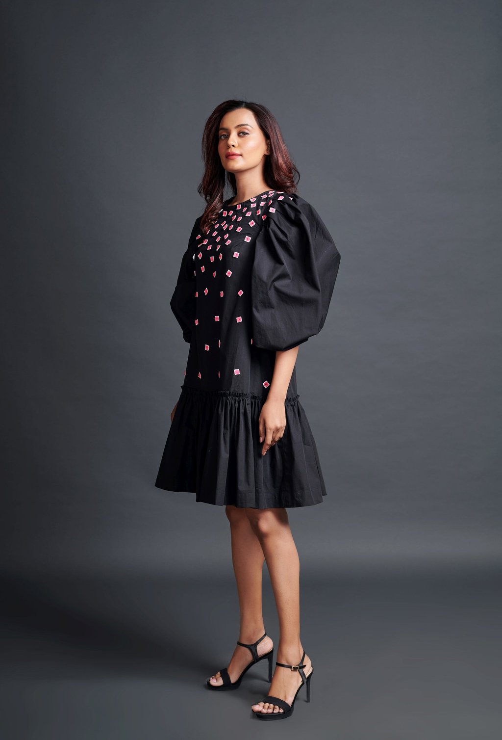 Short Backless Dress with Embroidery