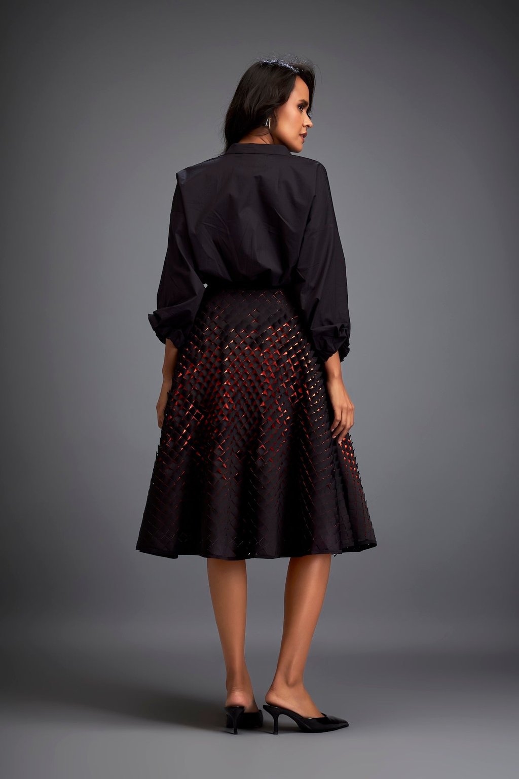 A-Line Skirt with 3d Geometric Pattern