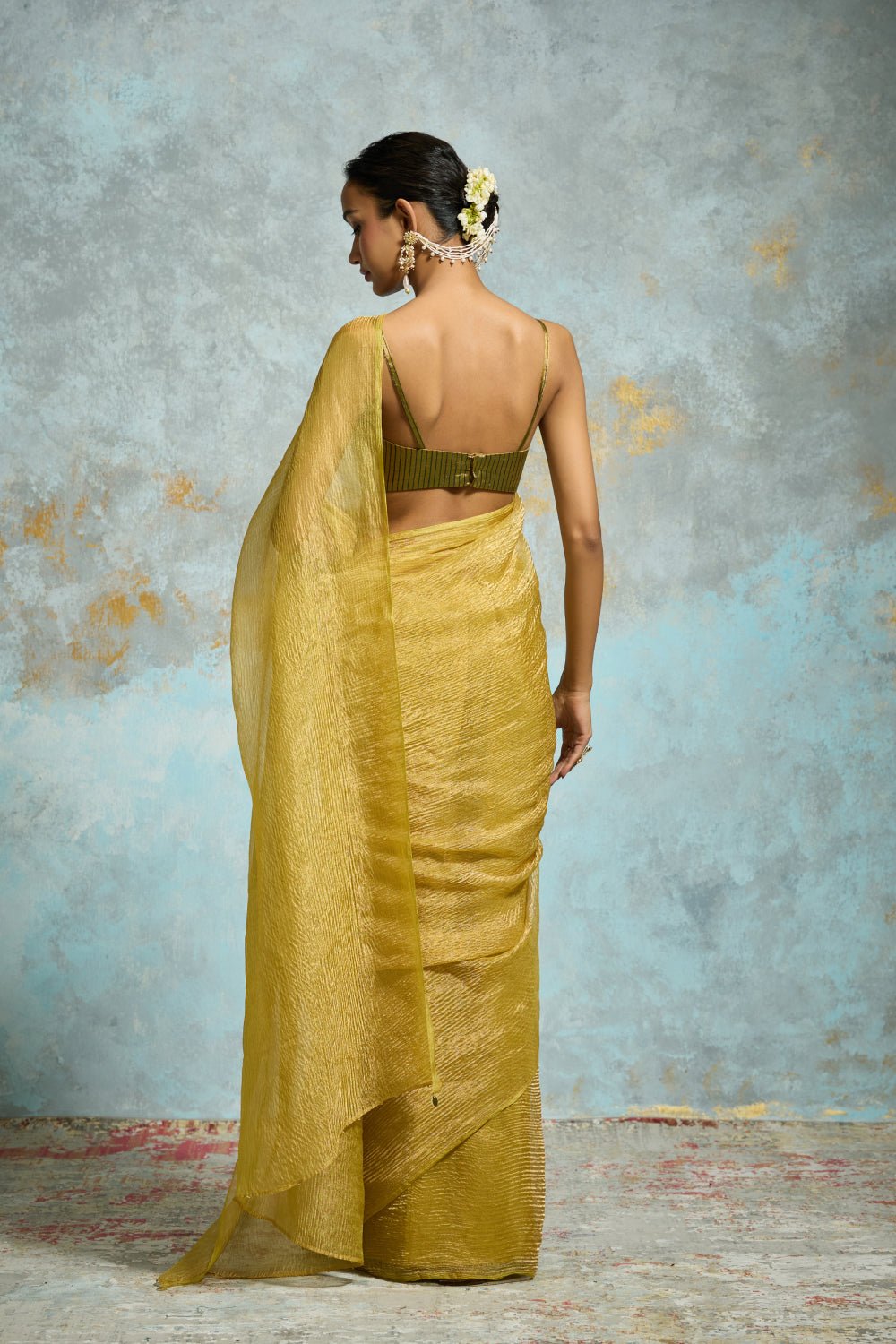 Aaira Tissue Lime Green Sarees