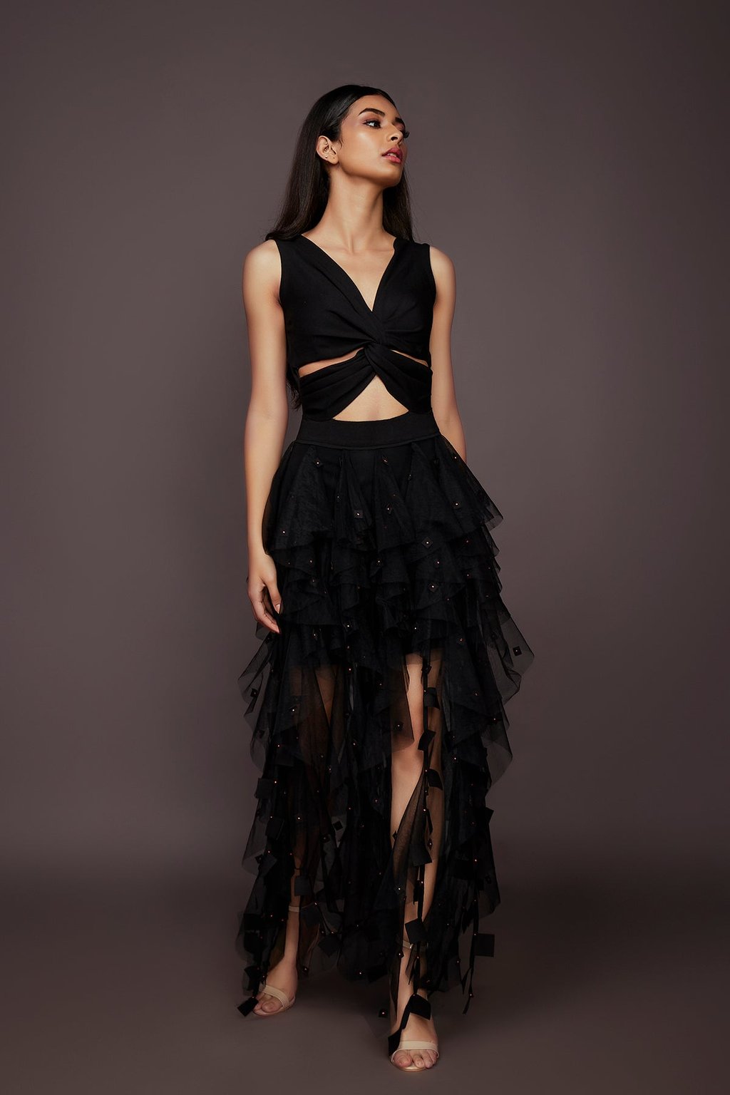 Net Ruffled Dress
