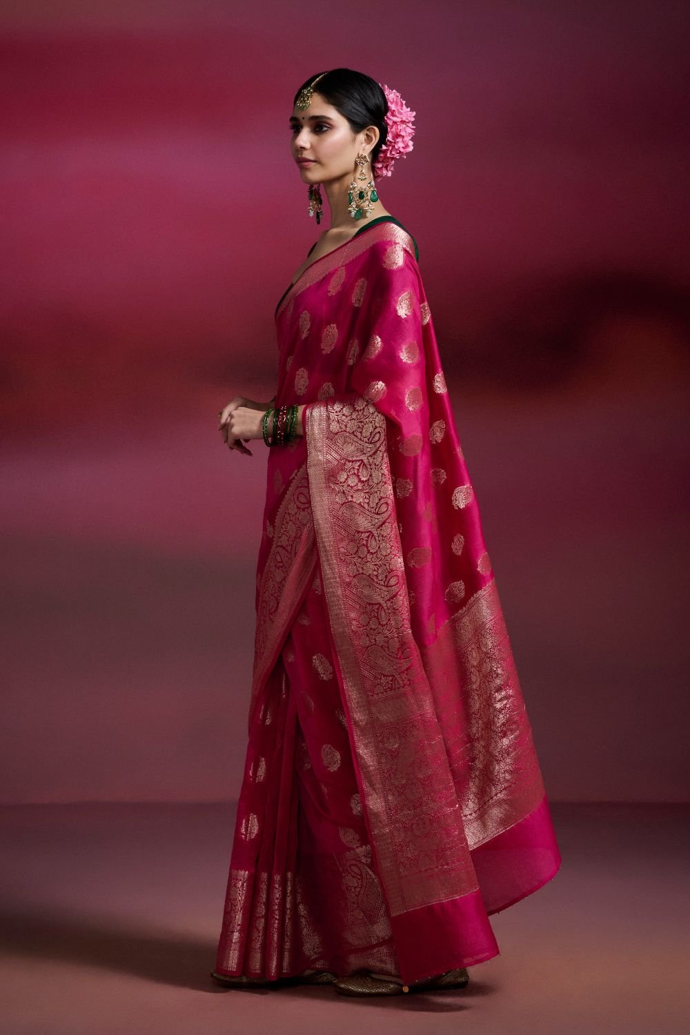 Rani Pink Banarasi Silk Cotton Saree
