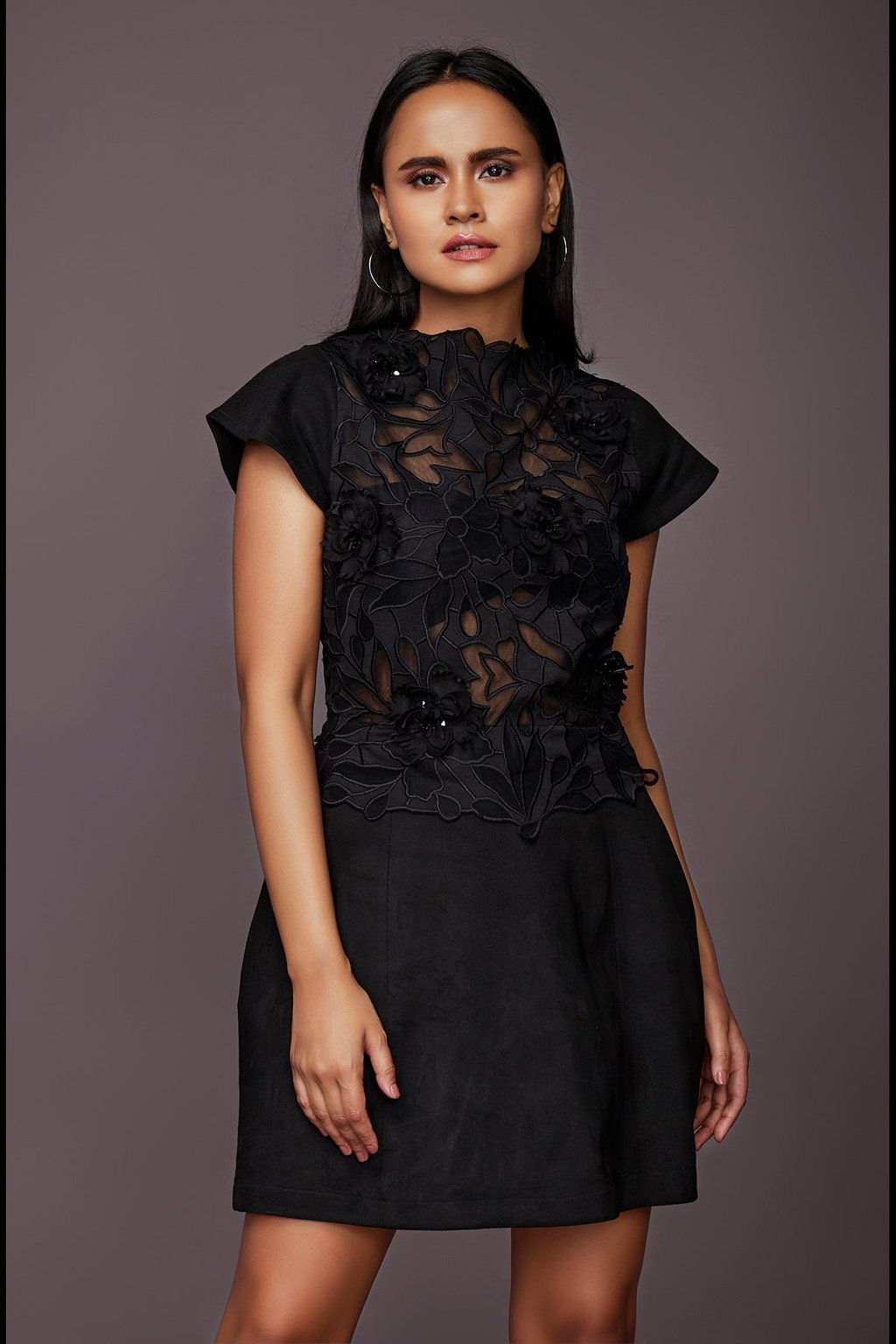 Short Dress with Embroidered Applique