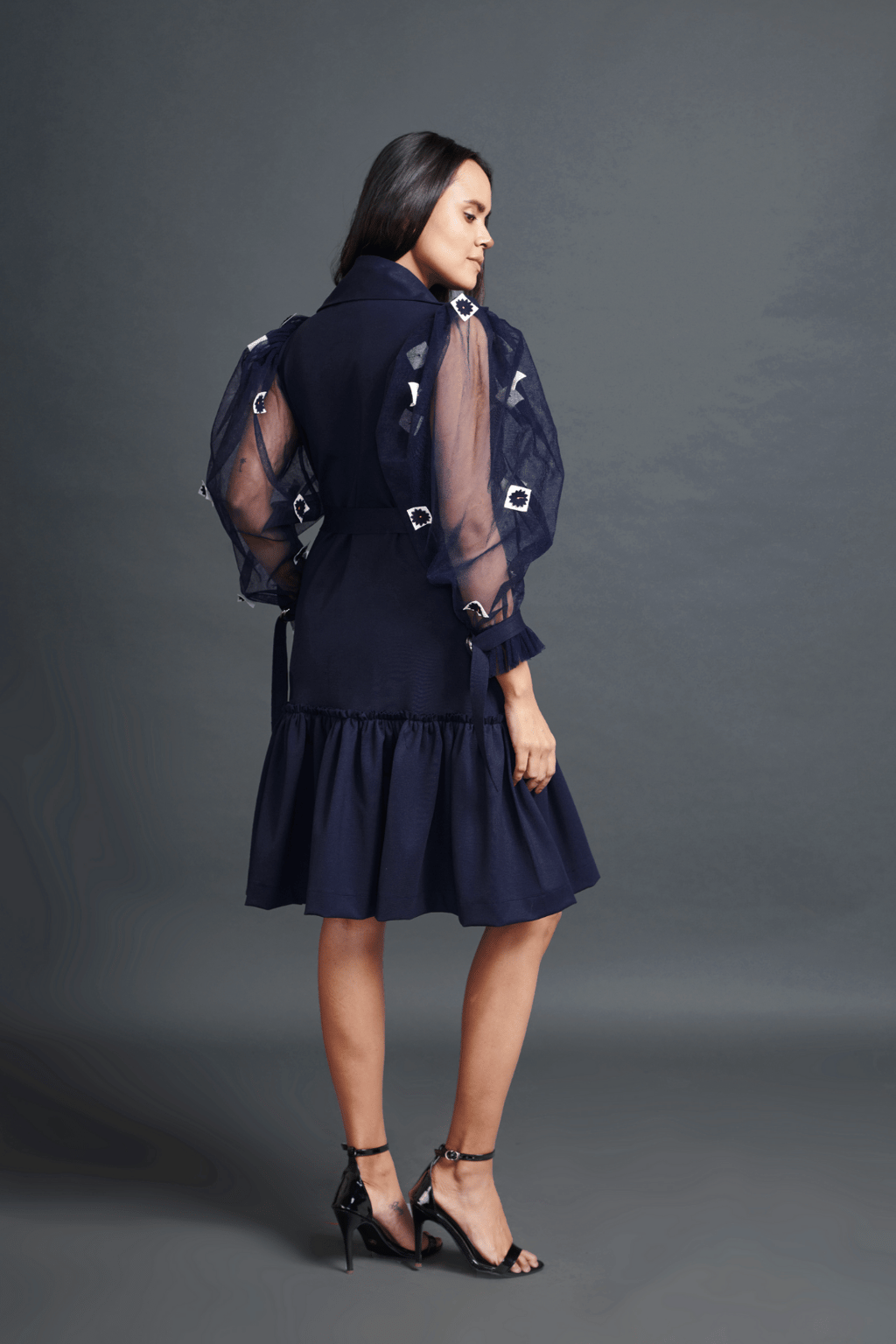 Jacket Dress with Cutwork Sleeves