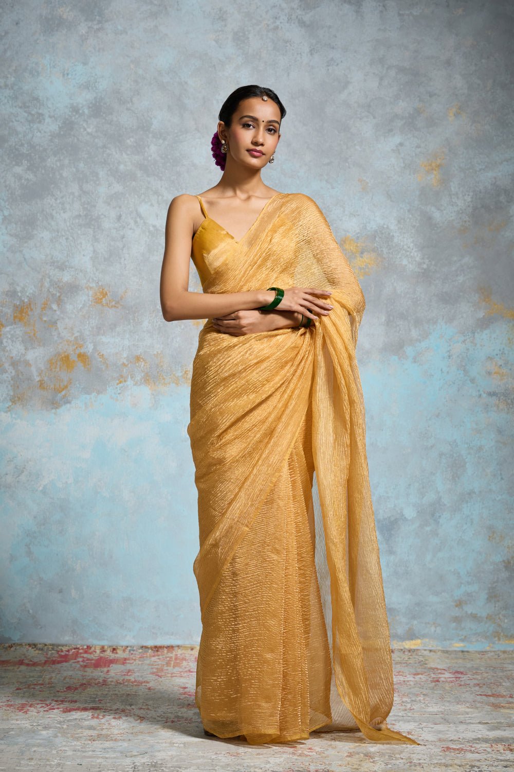 Priti Tissue Yellow Sarees