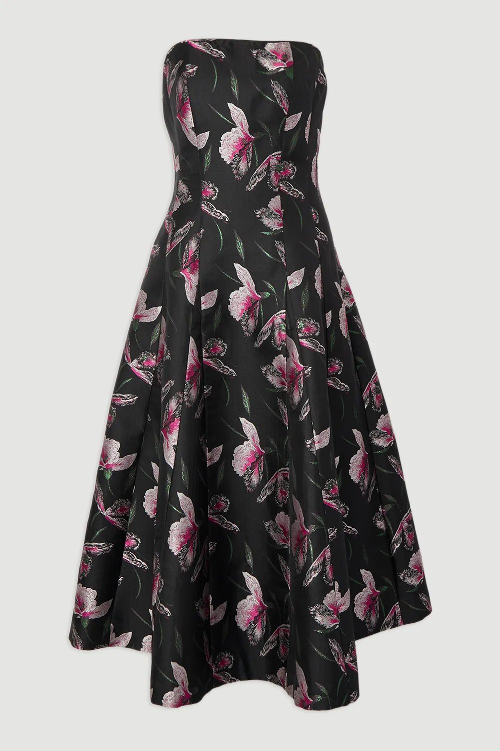 Jacquard Bandeau Full Skirted Midi Dress