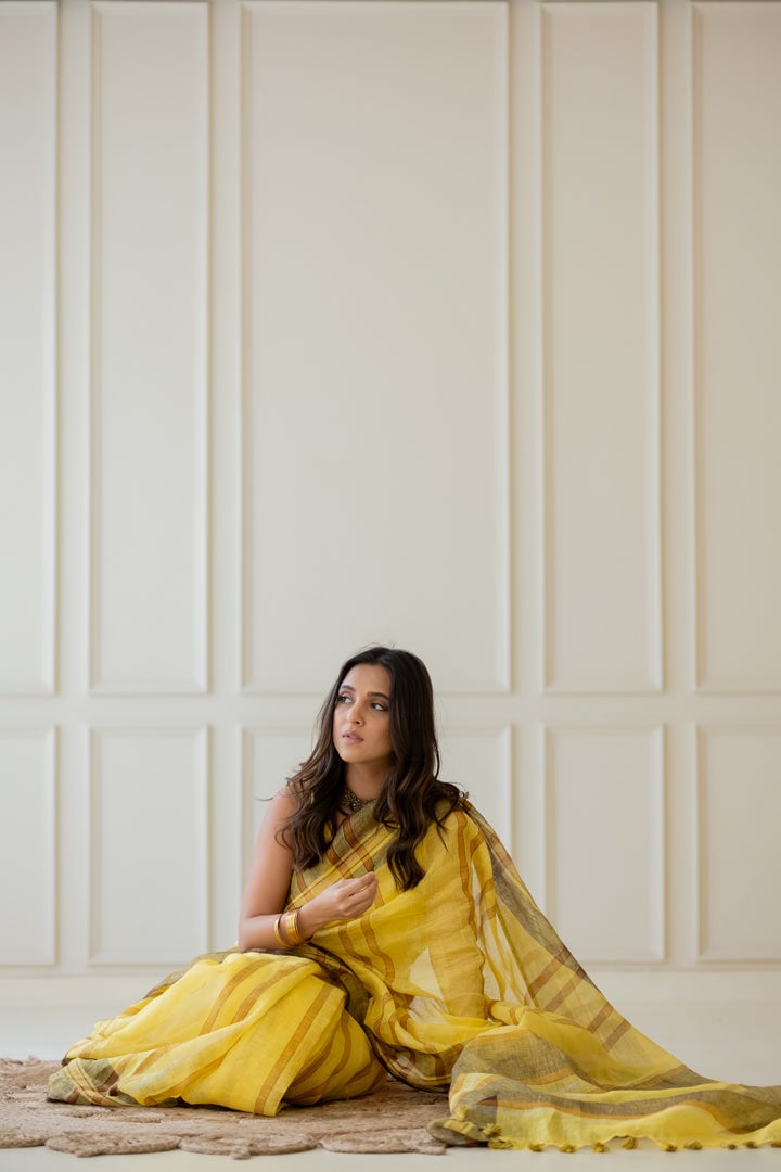 Marigold Linen Saree