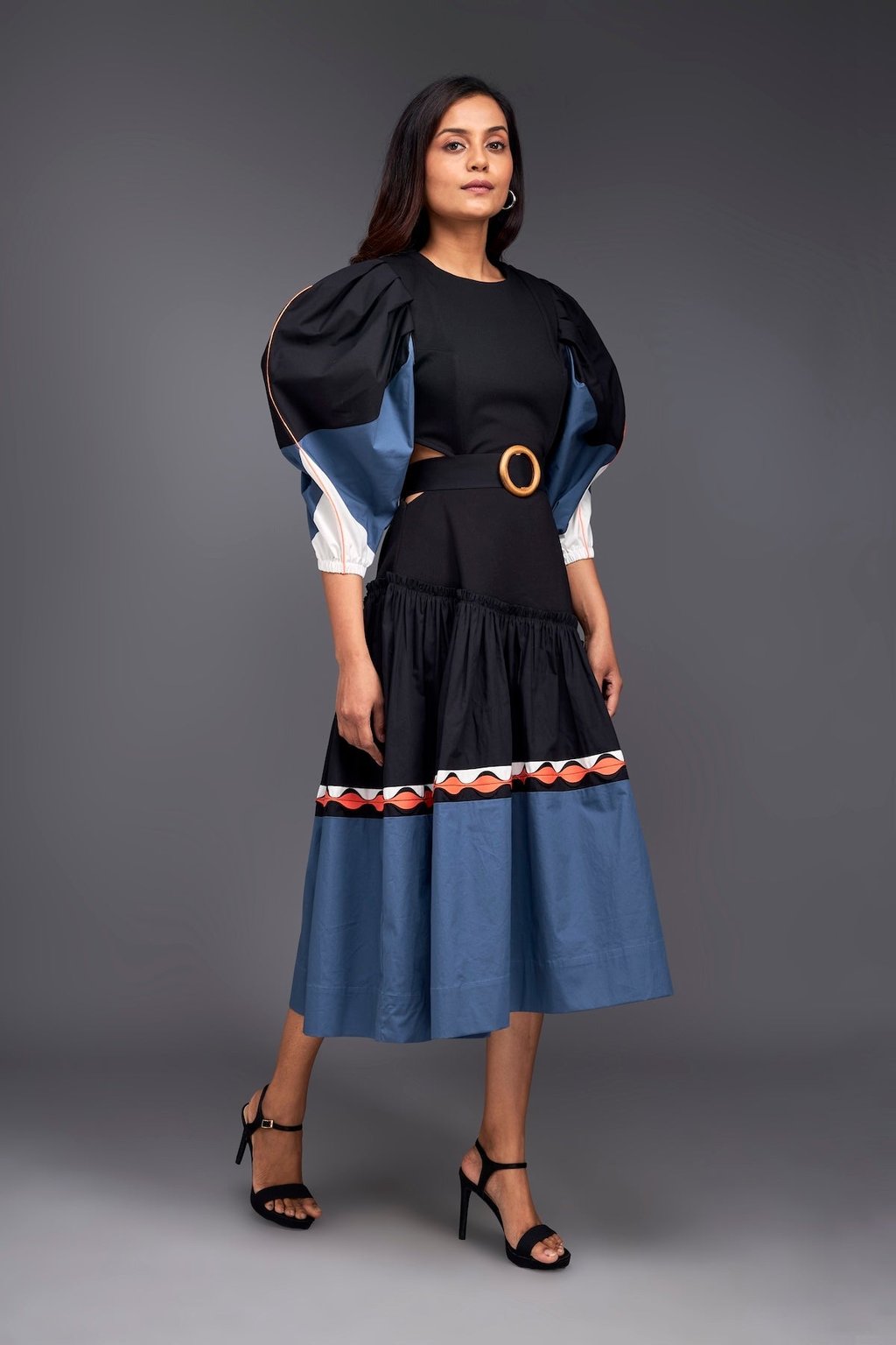 Colour Block Side Cutout Dress
