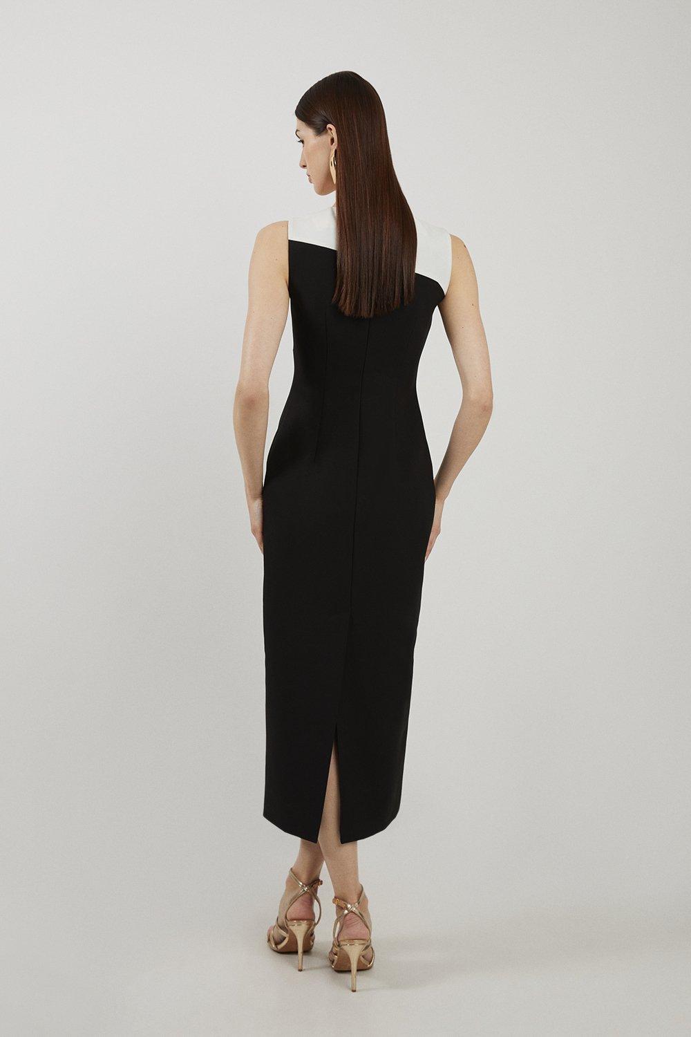 Clean Tailored Colour Block Pencil Midi Dress