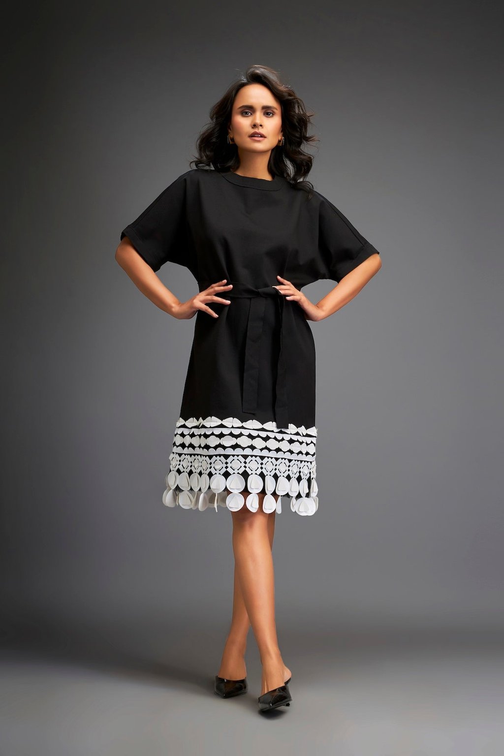 Short Dress with Detailing on the Hem
