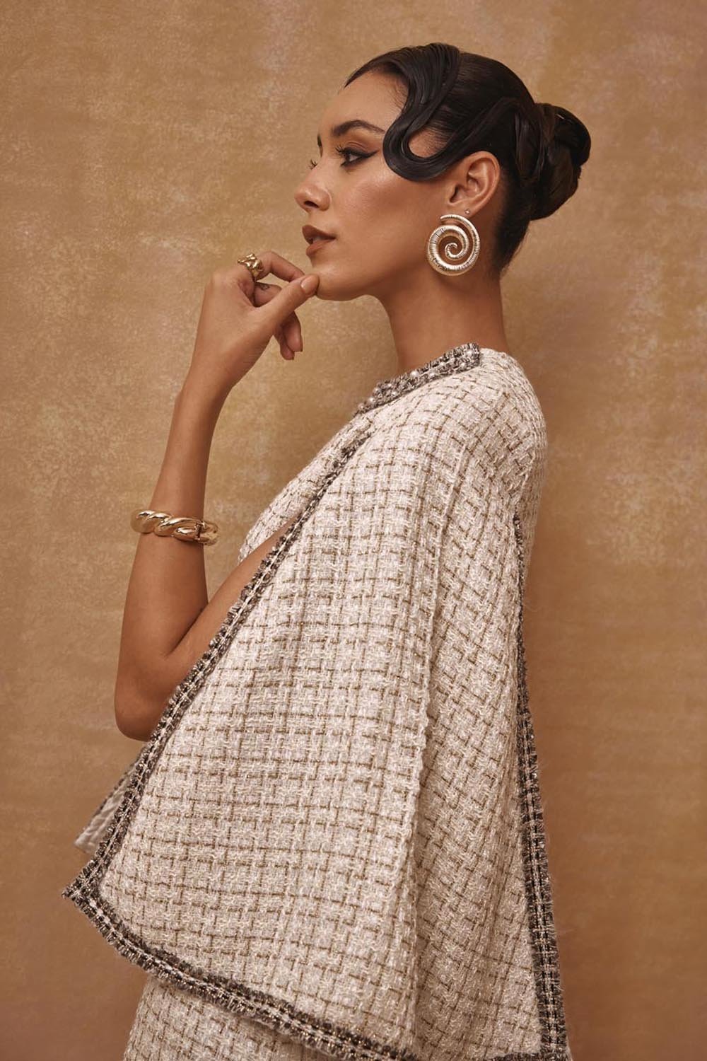 Metallic Cape Dress