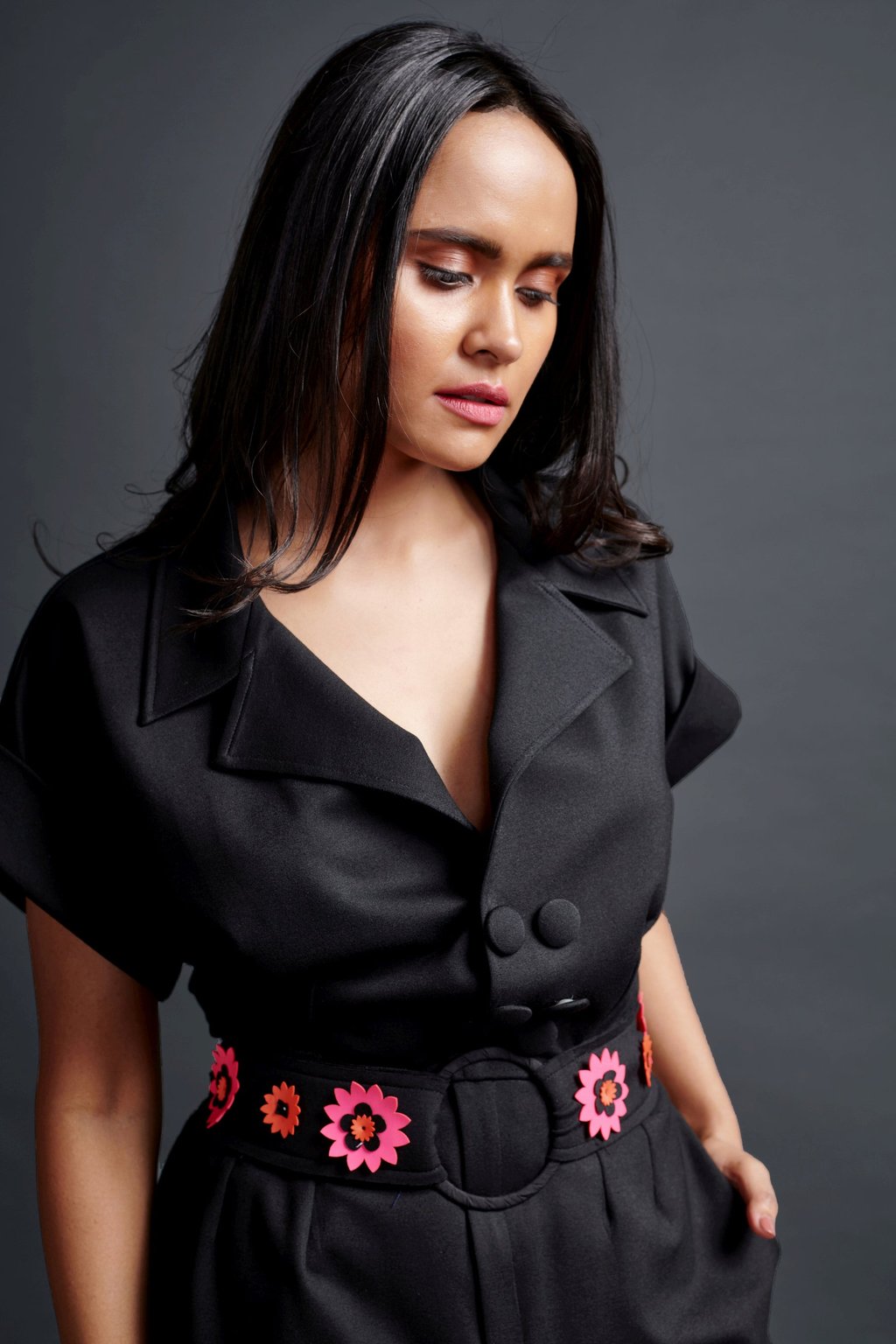 Collared Jumpsuit with Belt