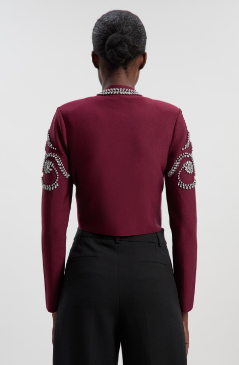 Figure Form Bandage Embellished Knit Jacket