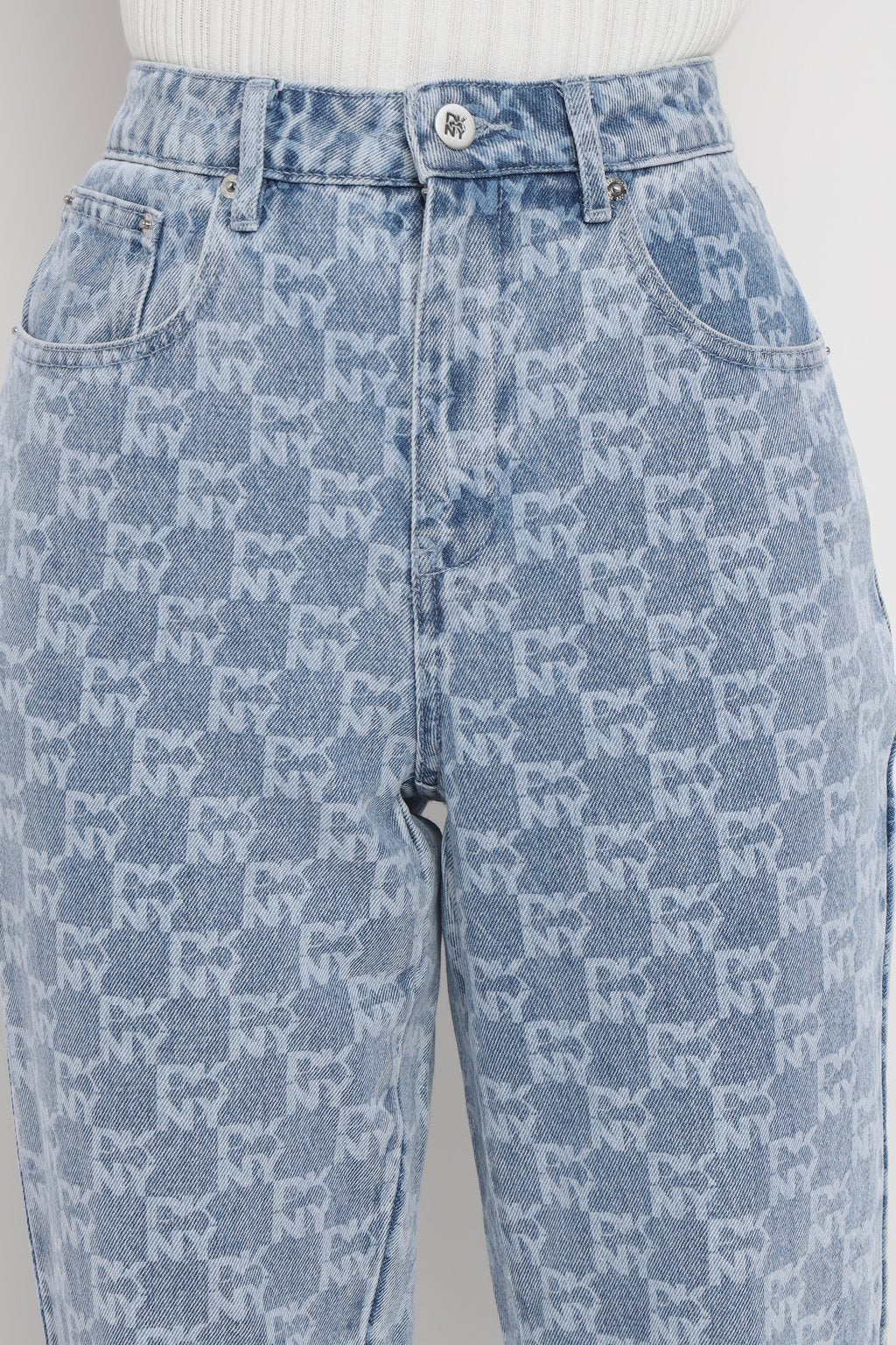 Slim Straight Allover Logo Heart of Ny Jeans