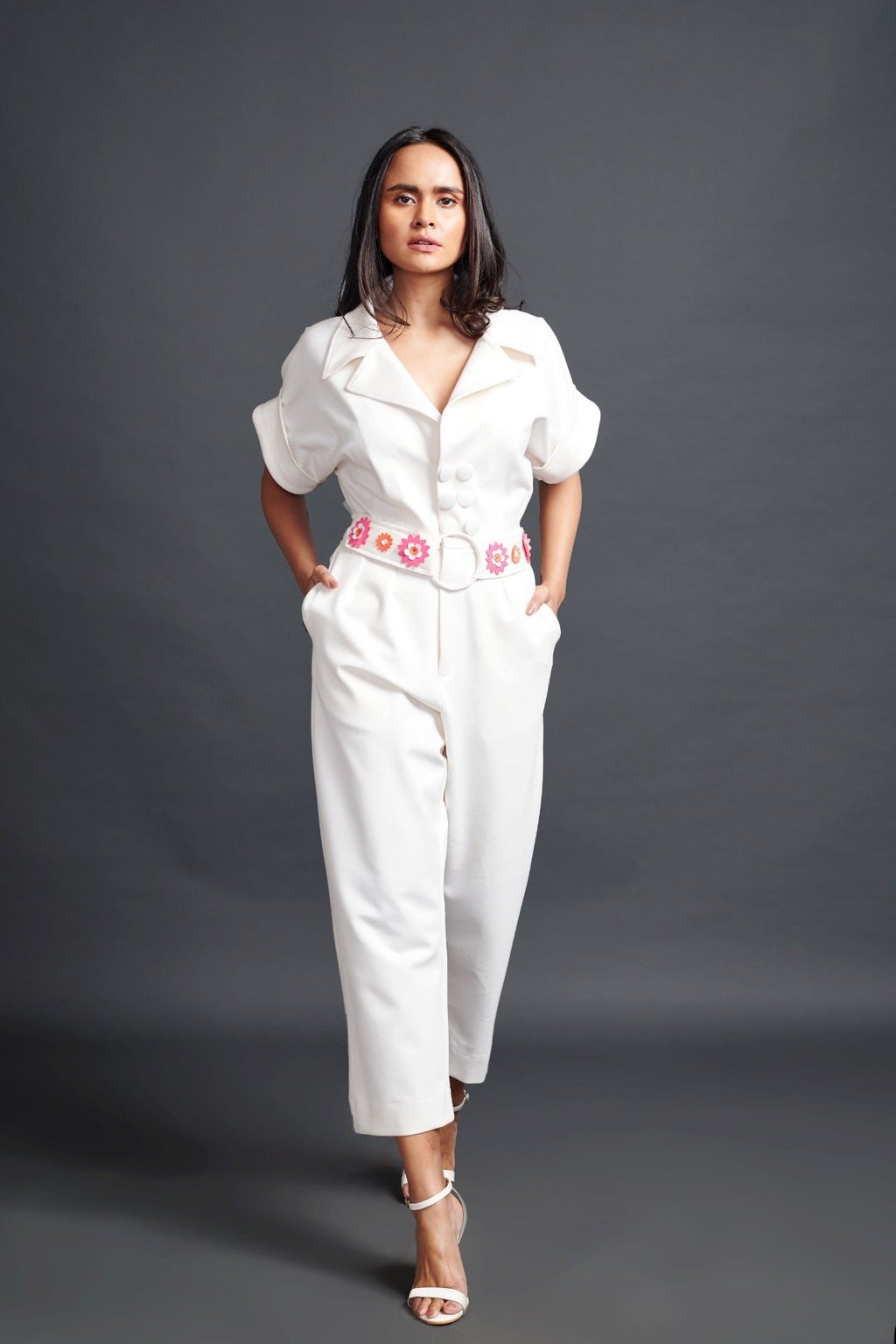 Collared Jumpsuit with Belt
