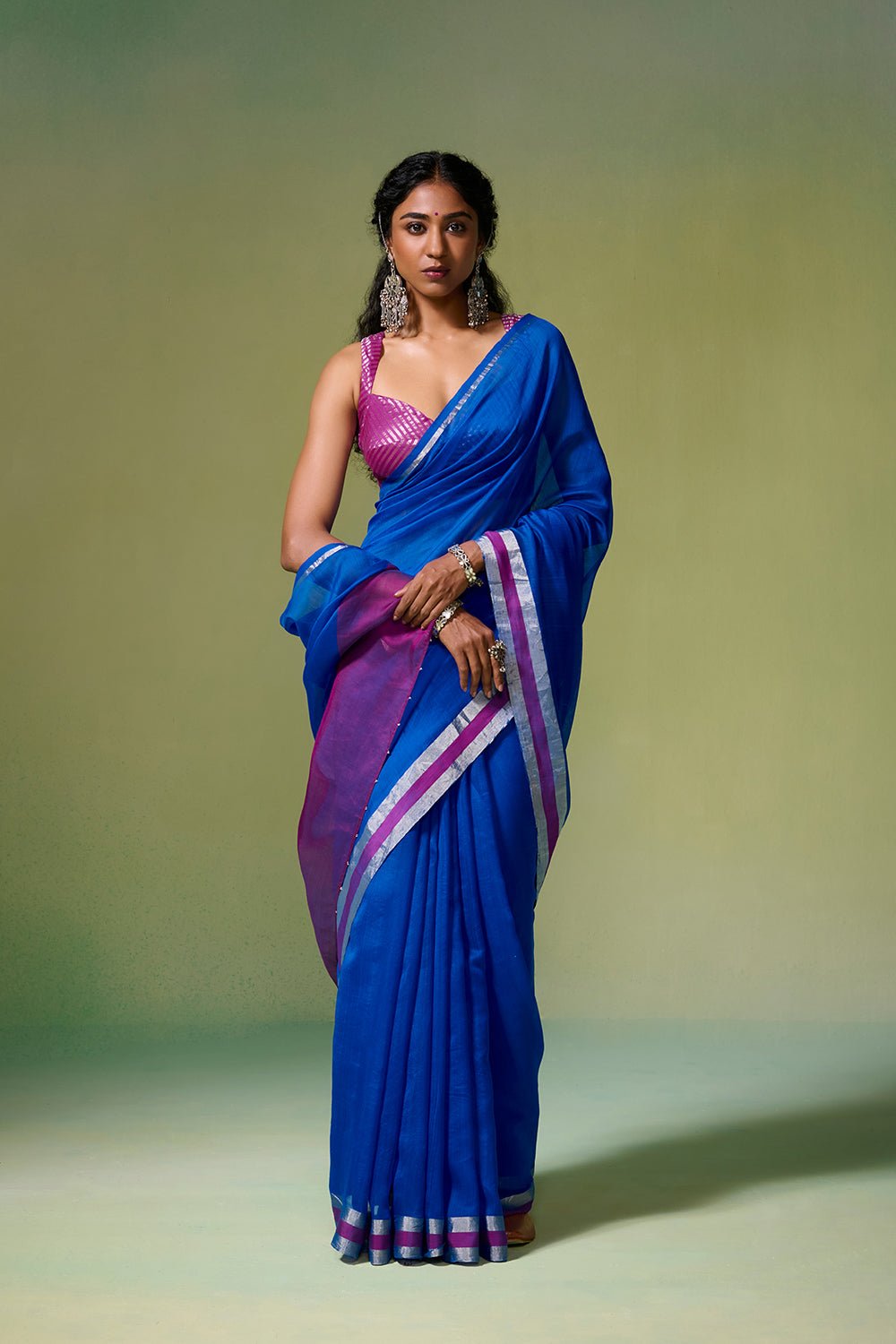 Khwaabida Chanderi Royal Blue Sarees