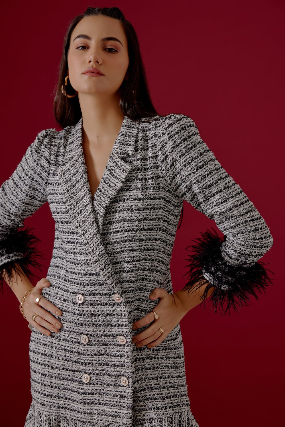 Metallic Tweed Blazer Dress