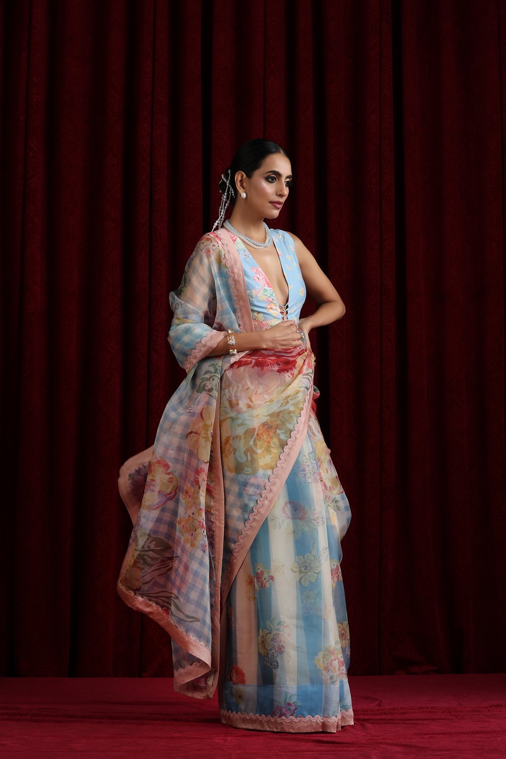 Rani Bloom Saree Set