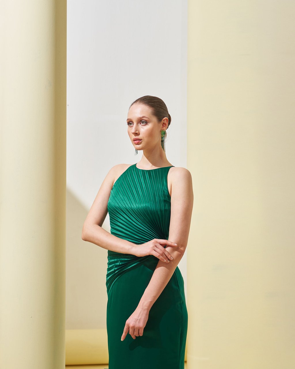 Pleated Drape Gown