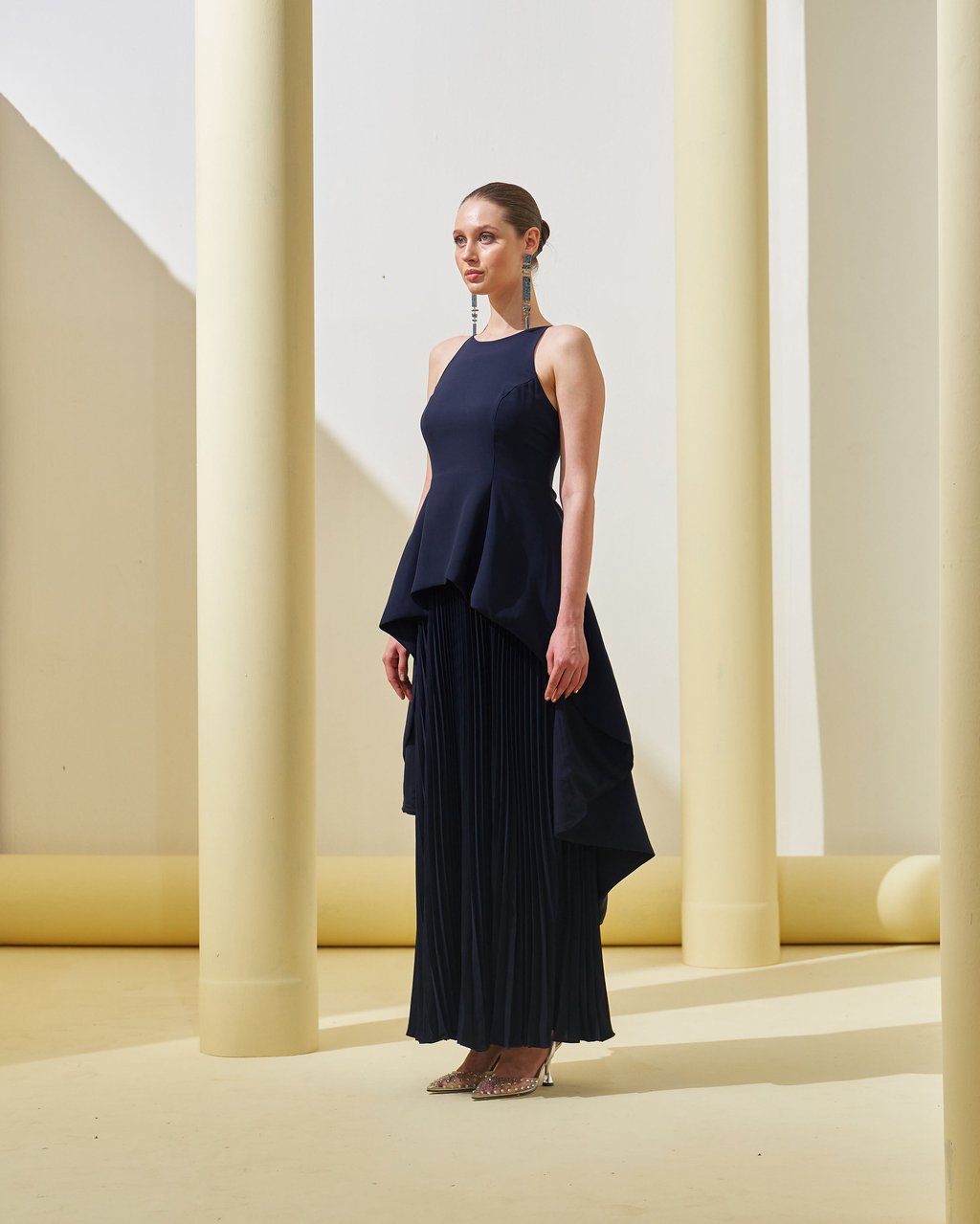 Peplum Pleated Gown